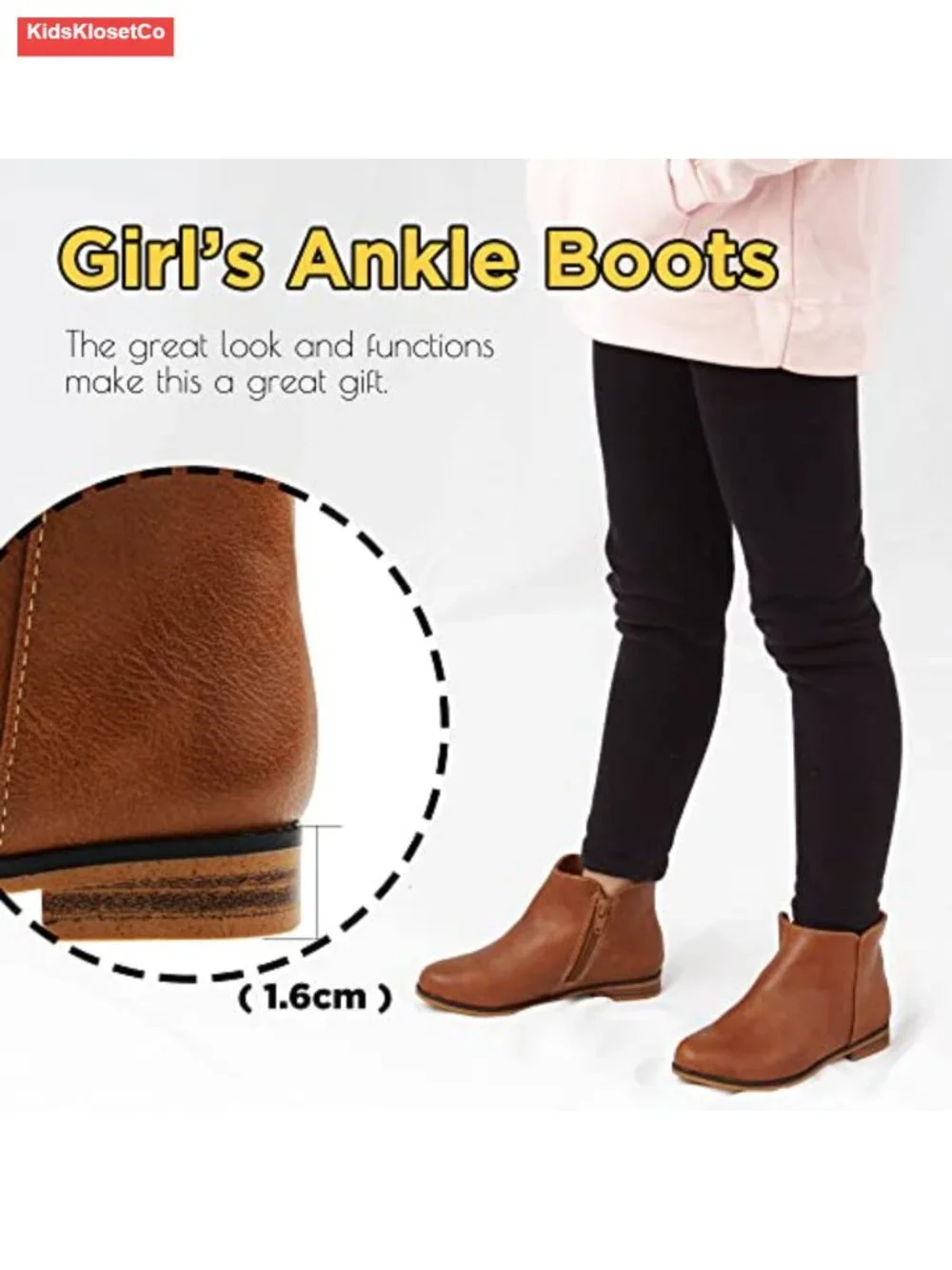 Girls Suede Ankle Boots Side Zipper Booties Kids Fashion